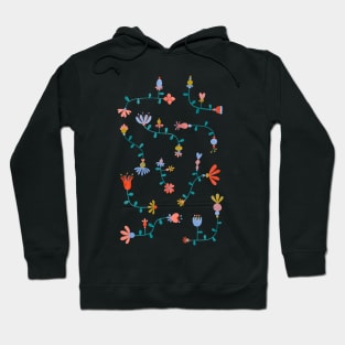 Multicolored folk-art florals Hoodie